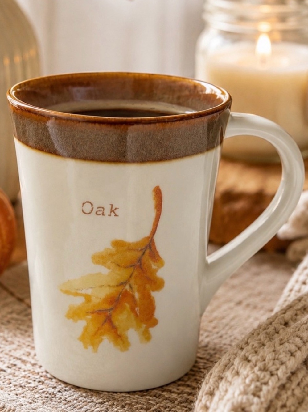 Starbucks 2007 Oak Leaf 13 oz Mug Fall Autumn Botanical Coffee Cup